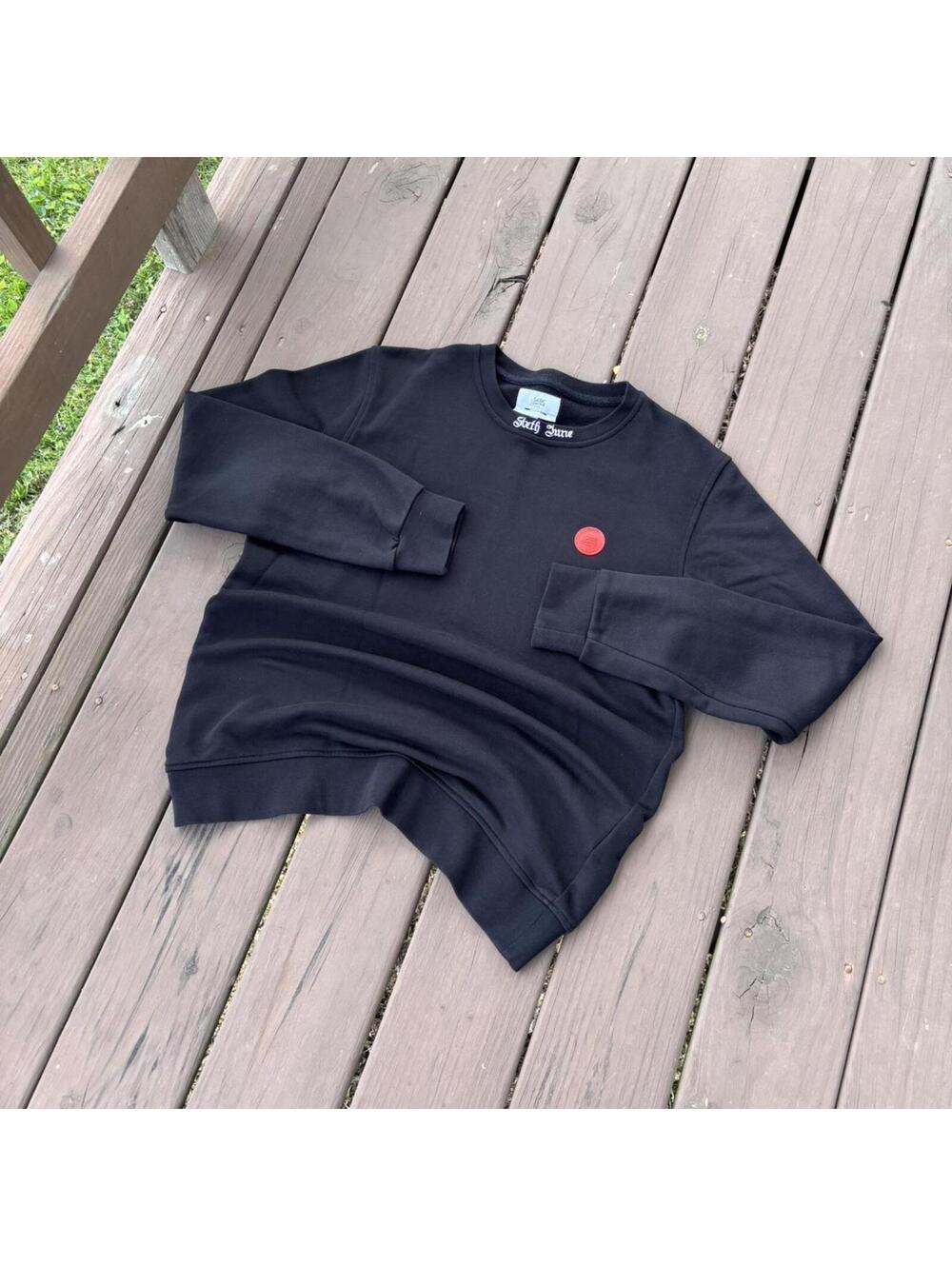 Sixth June Paris Sweatshirt Black Crewneck Graphic Spellout Logo Men’s L 21x26